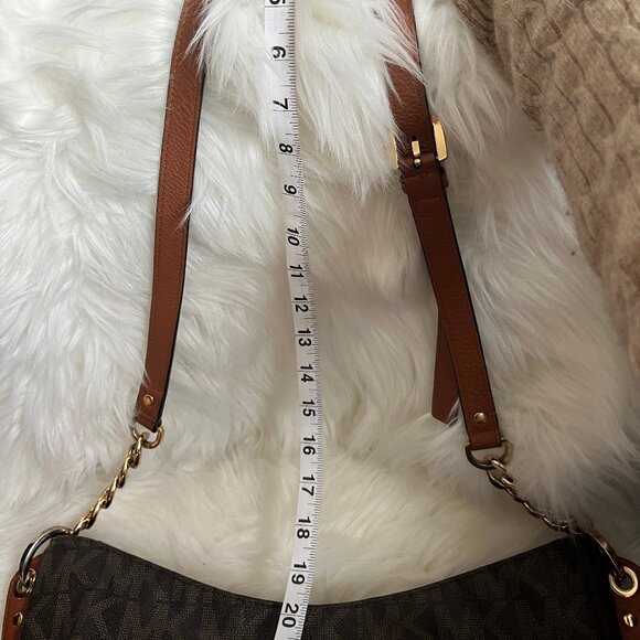 Michael Michael Kors Brown Logo Tan Leather Studded Crossbody Bag 14x11x5 EUC - Picture 15 of 15